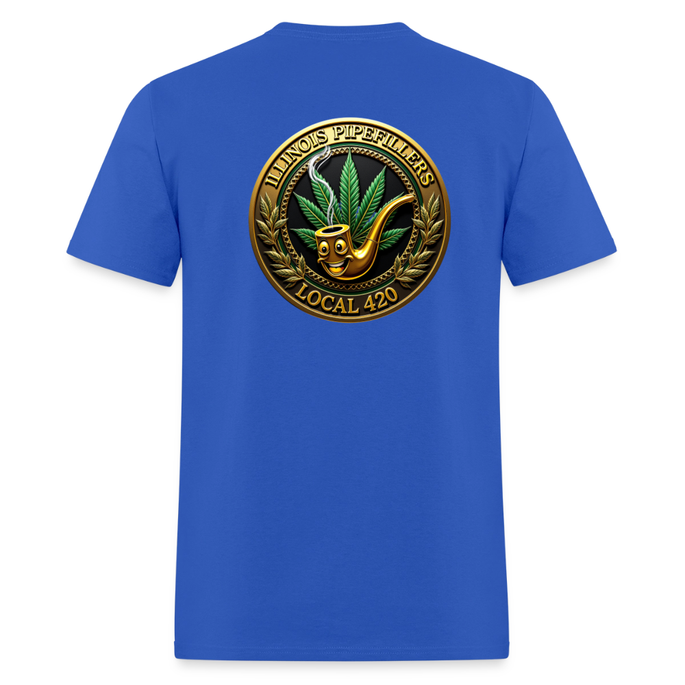 ILLINOIS PIPEFILLERS LOCAL 420 F/B EMBLEMS Men's T-Shirt - royal blue