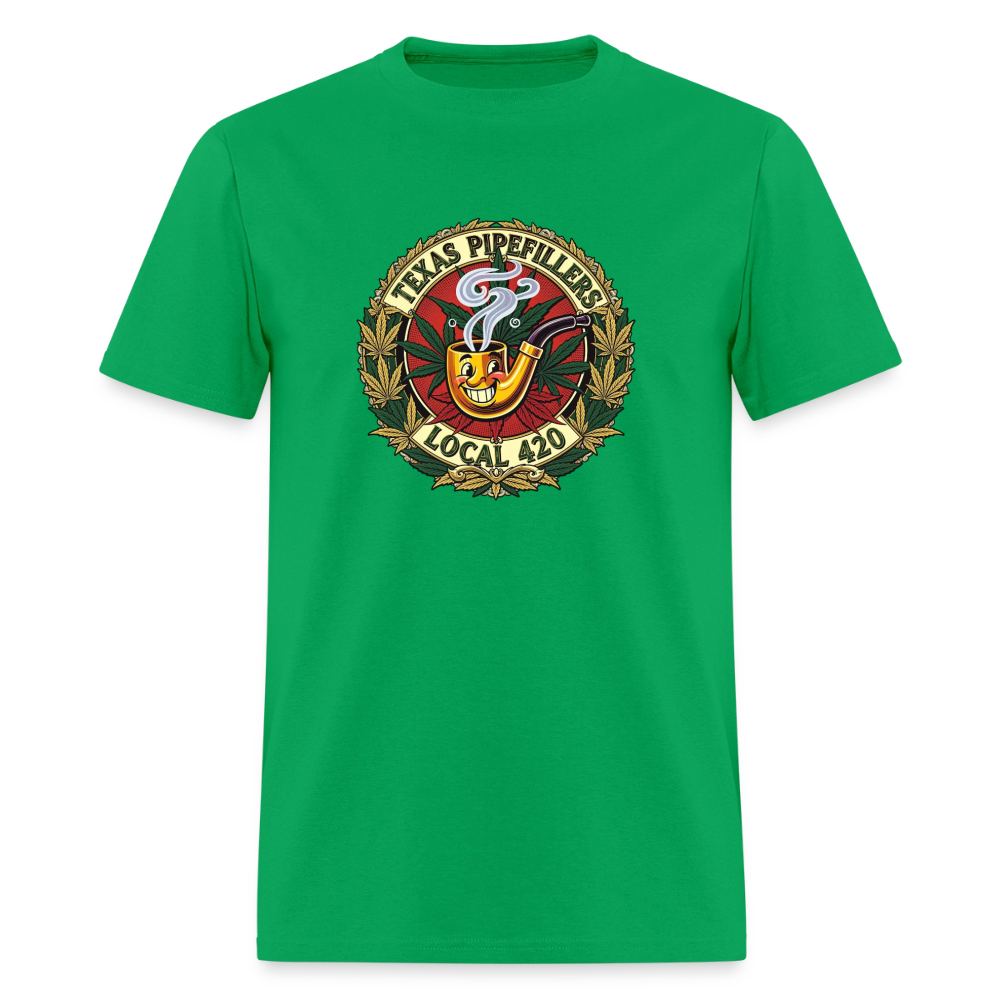 TEXAS PIPEFILLERS LOCAL 420 F.B DESIGN Men's T-Shirt - bright green