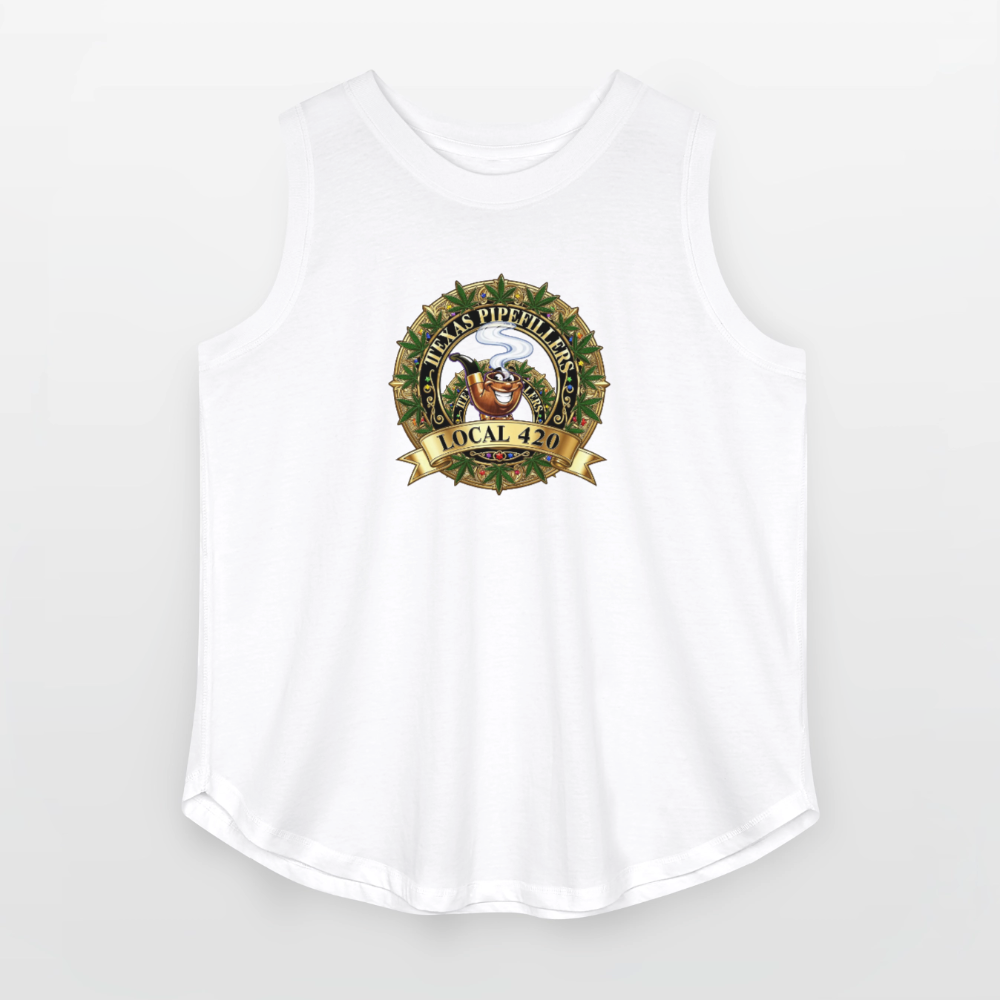 TEXAS PIPEFILLERS LOCAL 420 Women's Curvy Relaxed Tank Top - white