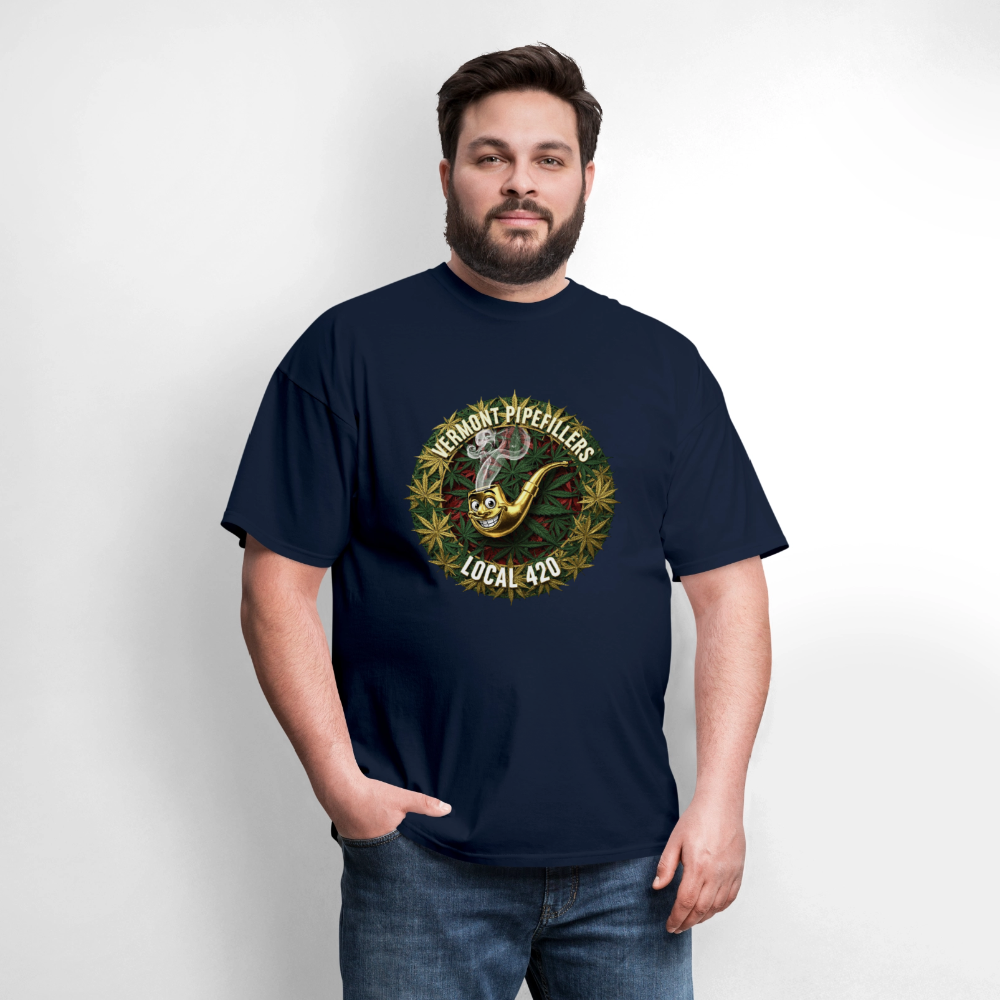 VERMONT PIPEFILLERS LOCAL 420  F/B DESIGN Men's T-Shirt - navy