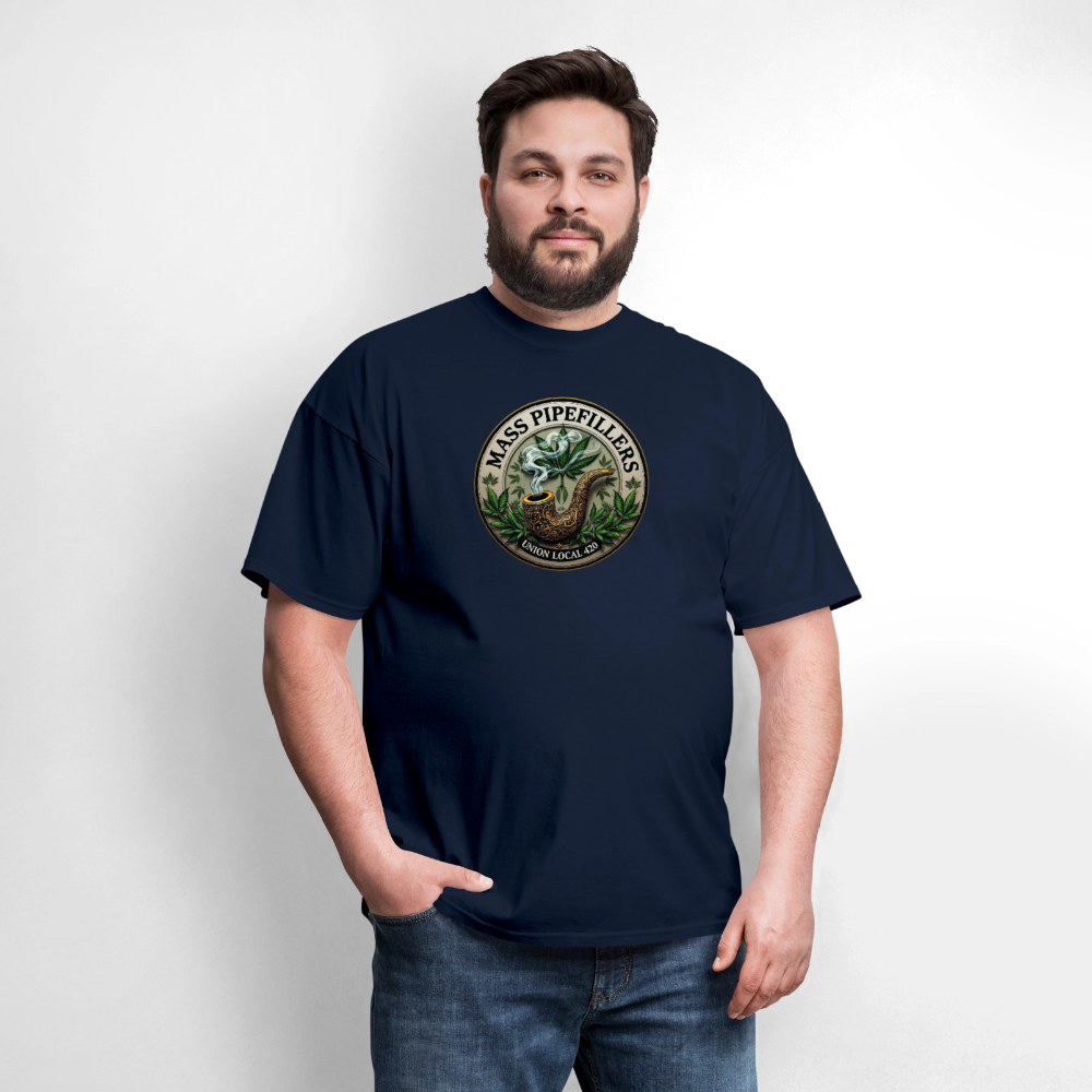 MASS PIPEFILLERS LOCAL 420 2 EMBLEM Men's T-Shirt - navy
