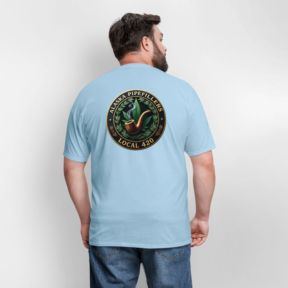 ALASKA PIPEFILLERS LOCAL 420 F/B DESIGN Men's T-Shirt - powder blue