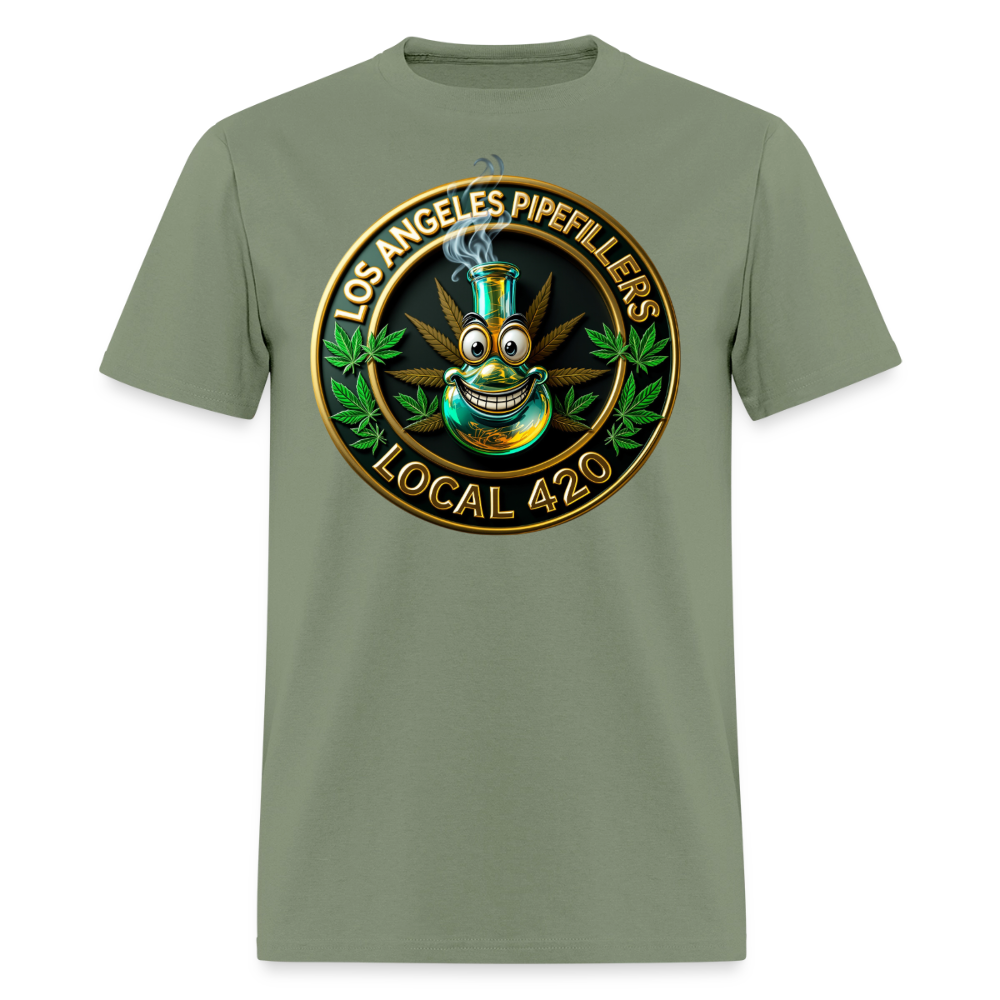 LOS ANGELES PIPEFILLERS LOCAL 420 F/B DESIGNS Men's T-Shirt - military green