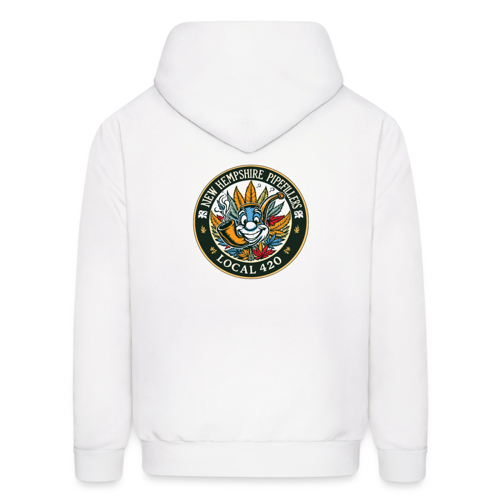 NEW HEMPSHIRE PIPEFILLERS LOCAL 420 2 EMBLEM Men's Hoodie - white