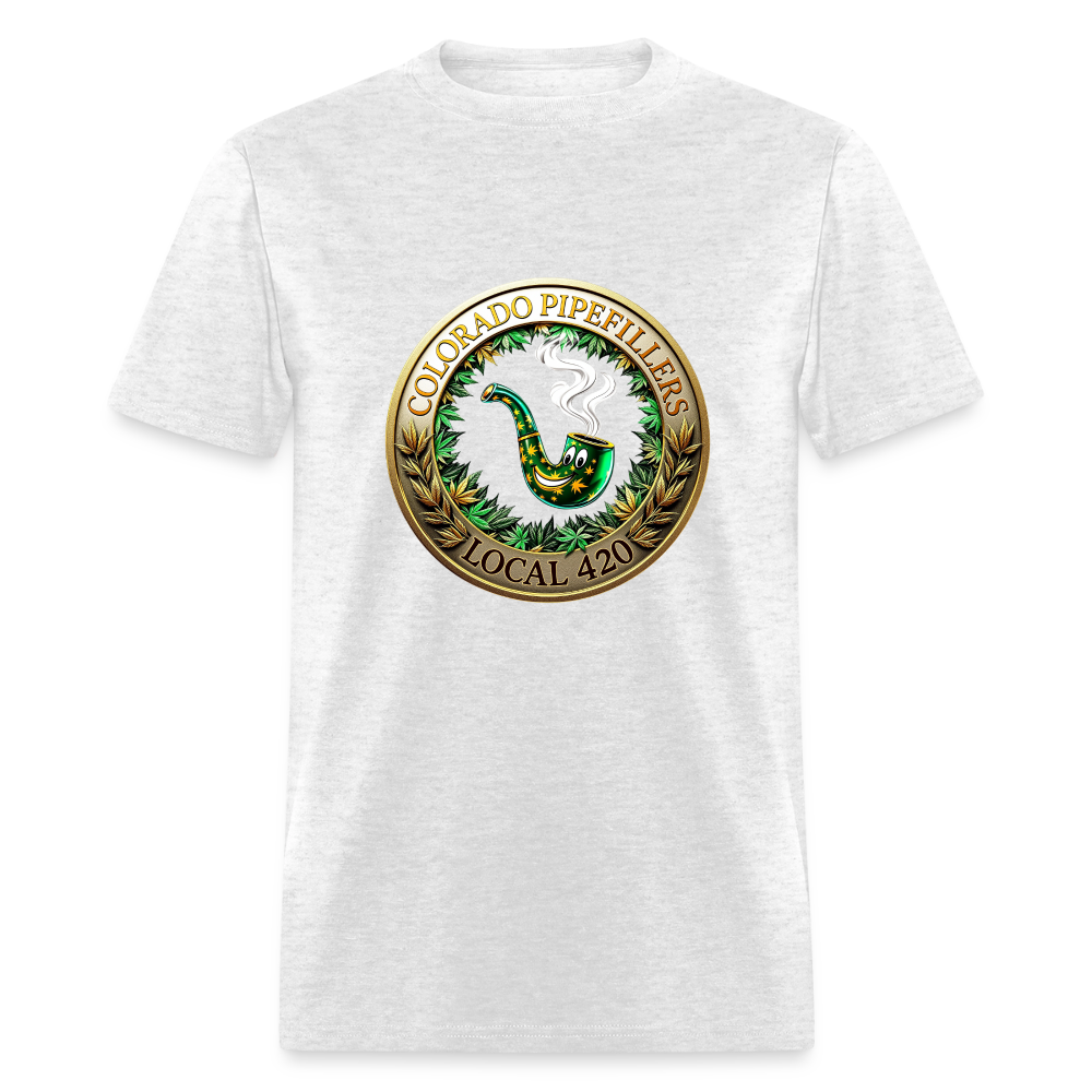 COLORADO PIPEFILLERS LOCAL 420 F/B EMBLEMS Men's T-Shirt - light heather gray