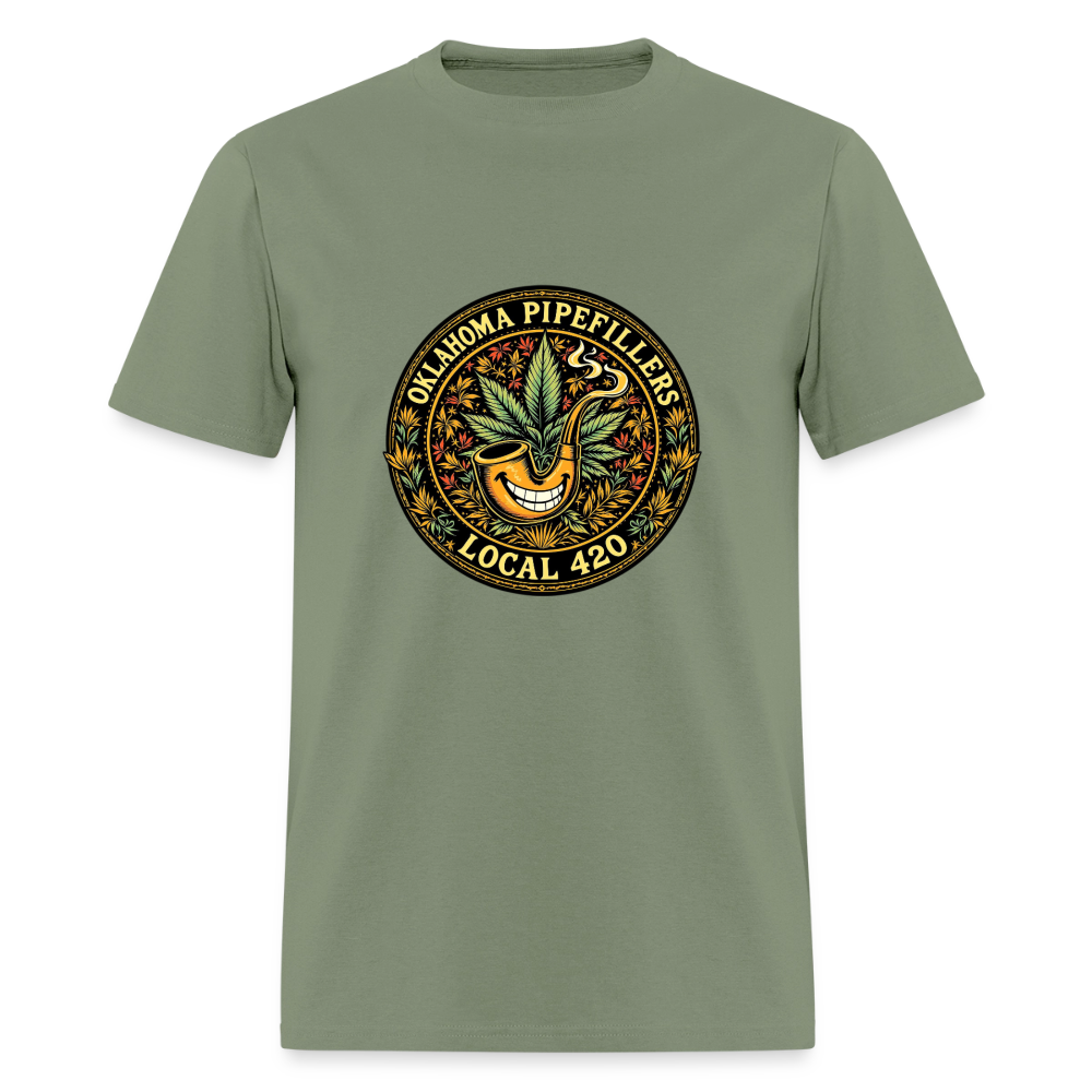 OKLAHOMA PIPEFILLERS LOCAL 420  F/B DESIGNS Men's T-Shirt - military green