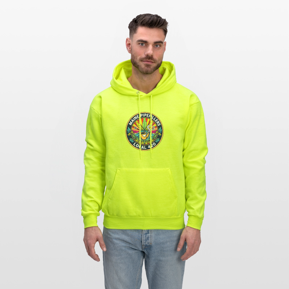 MAINE PIPEFILLERS LOCAL 420 2 EMBLEM Men's Hoodie - safety green