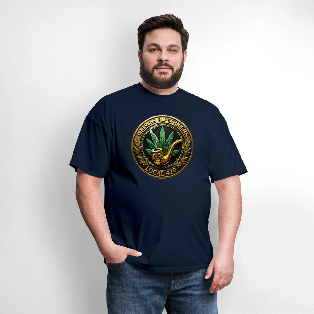 ILLINOIS PIPEFILLERS LOCAL 420 F/B EMBLEMS Men's T-Shirt - navy