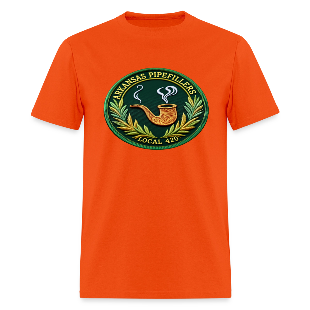 ARKANSAS PIPEFILLERS LOCAL 420 F/B EMBLEMS  Men's T-Shirt - orange