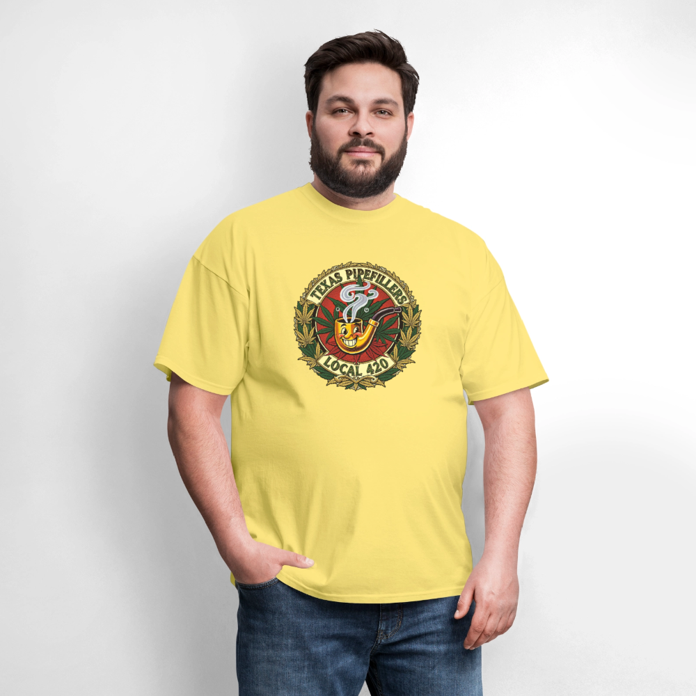 TEXAS PIPEFILLERS LOCAL 420 F.B DESIGN Men's T-Shirt - cornsilk