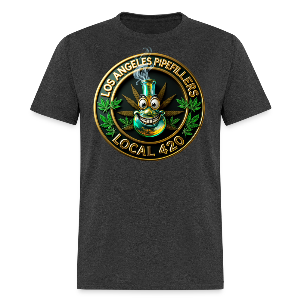 LOS ANGELES PIPEFILLERS LOCAL 420 F/B DESIGNS Men's T-Shirt - heather black