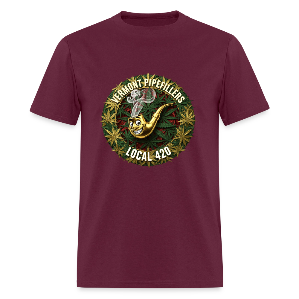 VERMONT PIPEFILLERS LOCAL 420  F/B DESIGN Men's T-Shirt - burgundy
