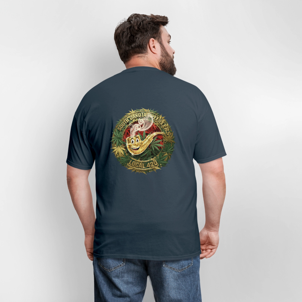 SOUTH DAKOTA PIPEFILLERS LOCAL 420  F/B DESIGN Men's T-Shirt -  blue dusk
