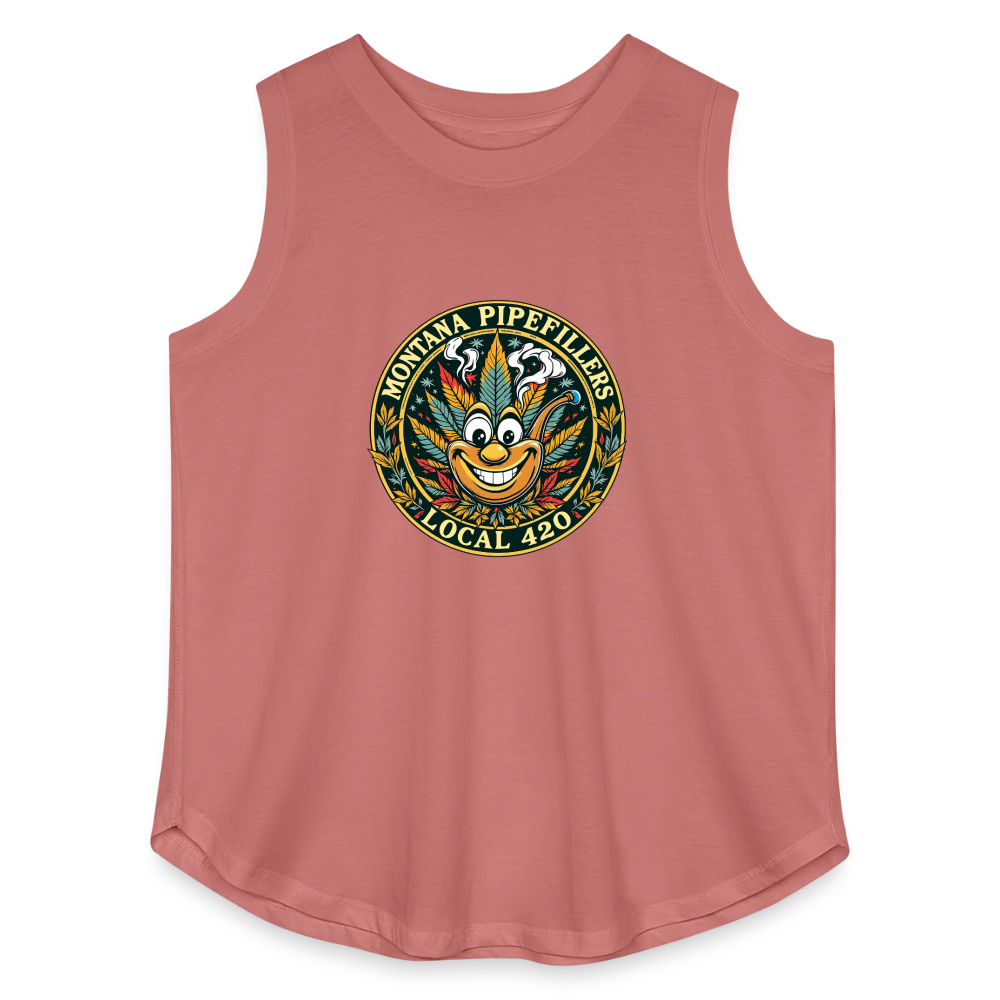 MONTANA PIPEFILLERS LOCAL 420 Women's Curvy Relaxed Tank Top - mauve