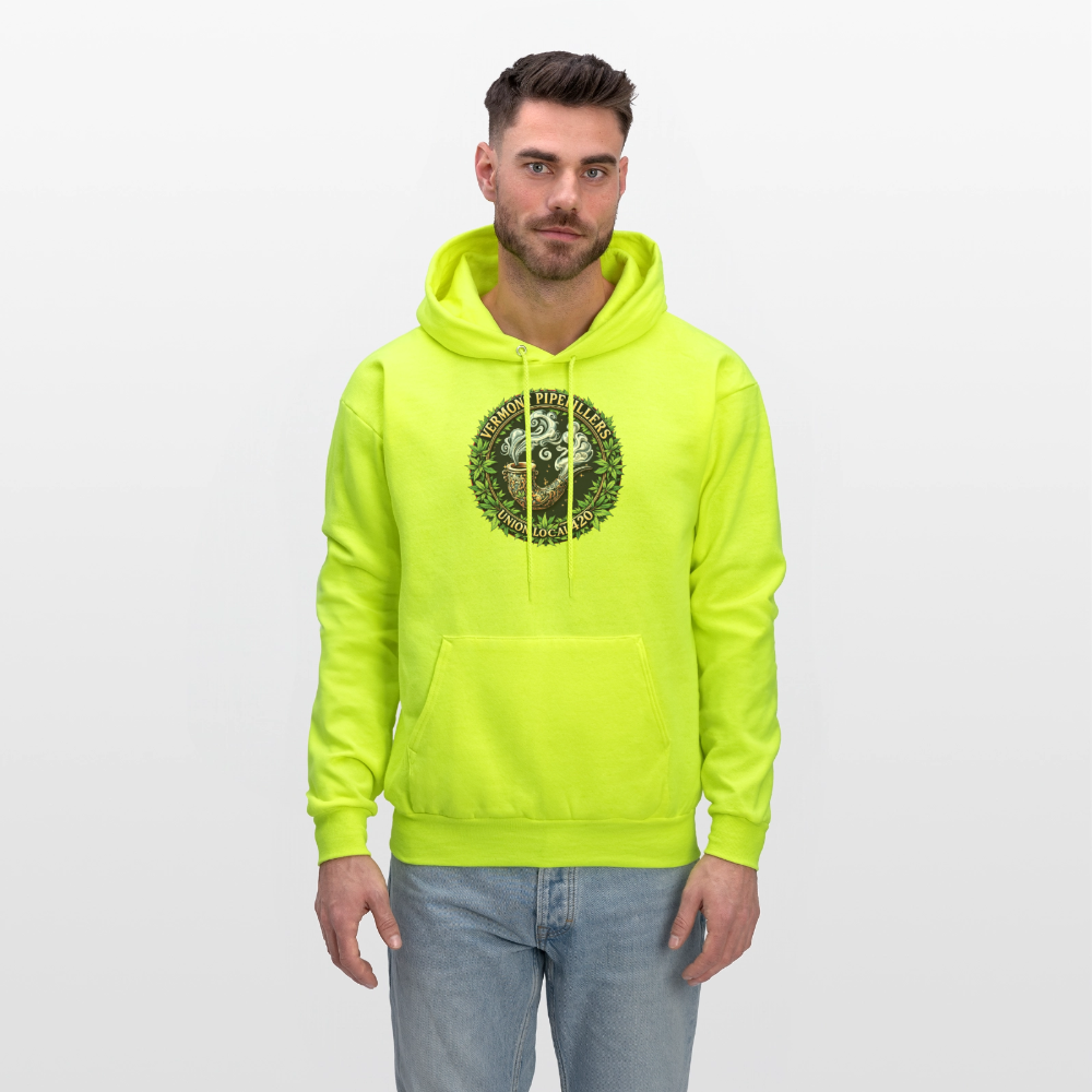 VERMONT PIPEFILLERS LOCAL 420 2 EMBLEM Men's Hoodie - safety green
