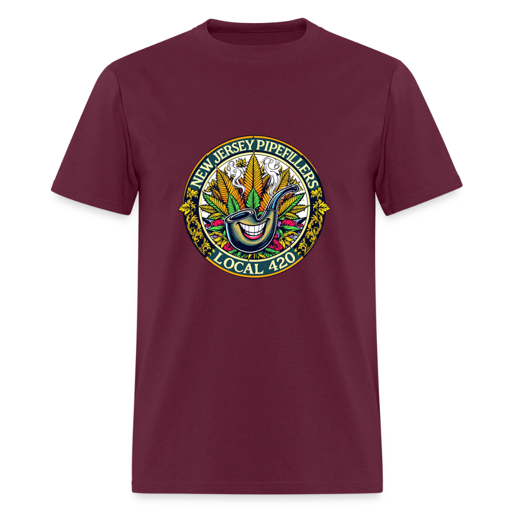 NEW JERSEY PIPEFILLERS LOCAL 420  Men's T-Shirt - burgundy