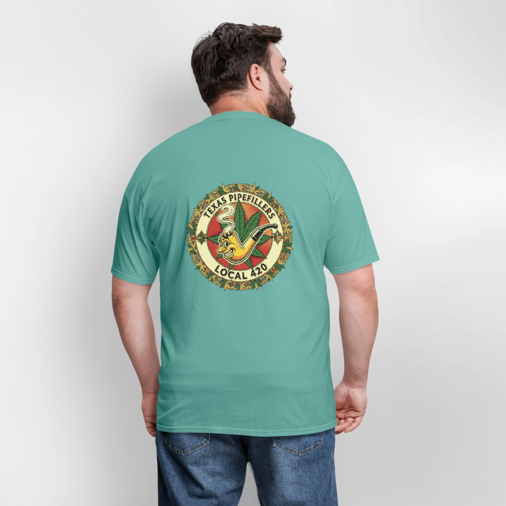 TEXAS PIPEFILLERS LOCAL 420 F/B DESIGN Men's T-Shirt - aquatic