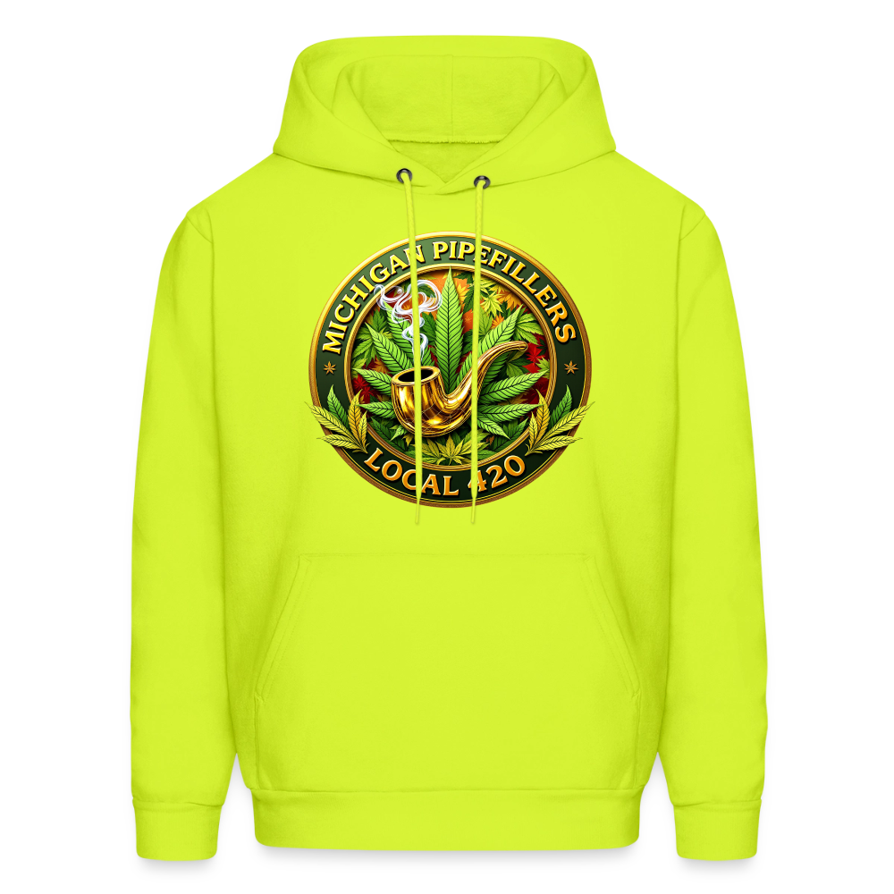 MICHIGAN PIPEFILLERS LOCAL 420 F/B DESIGN Men's Hoodie - safety green