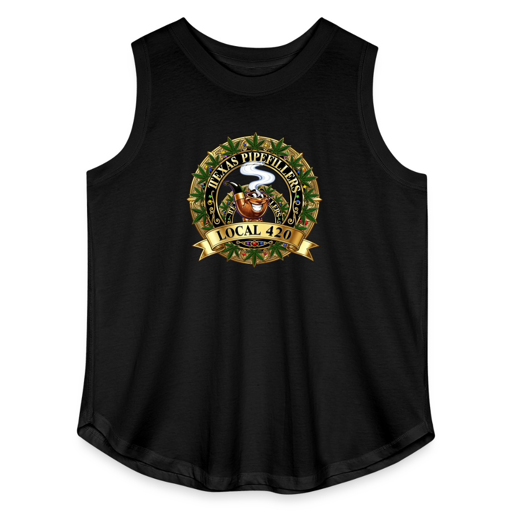 TEXAS PIPEFILLERS LOCAL 420 Women's Curvy Relaxed Tank Top - black