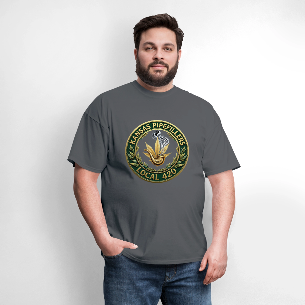 KANSAS PIPEFILLERS LOCAL 420 F/B DESIGNS Men's T-Shirt - charcoal