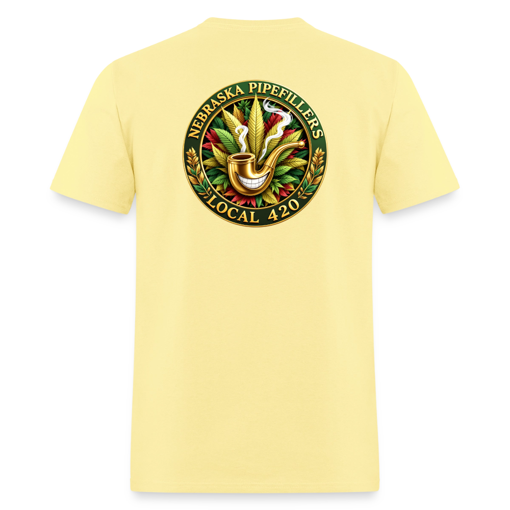 NEBRASKA PIPEFILLERS LOCAL 420 F/B DESIGNS Men's T-Shirt - cornsilk