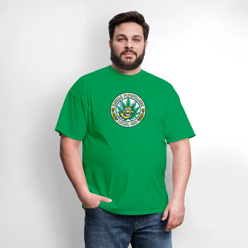 KANSAS PIPEFILLERS LOCAL 420 Men's T-Shirt - bright green