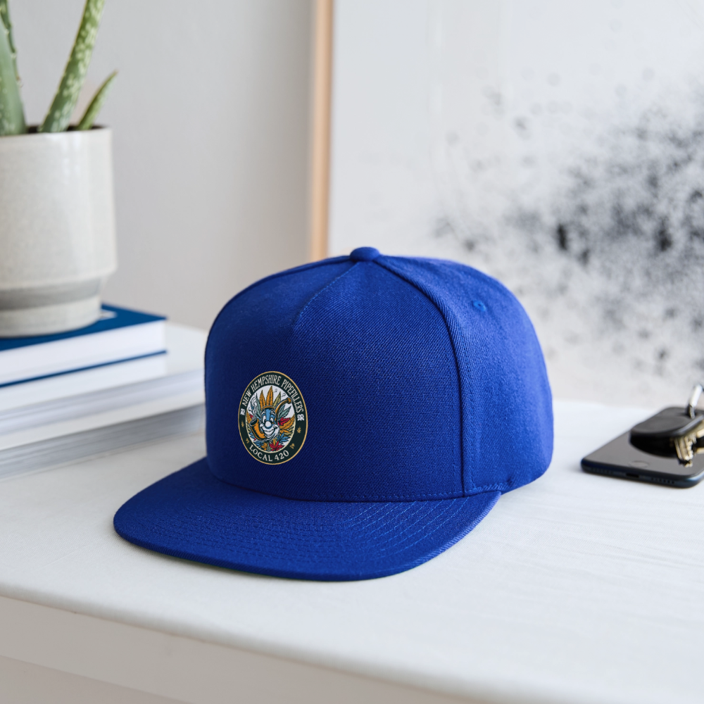 NEW HEMPSHIRE PIPEFILLERS LOCAL 420 Snapback Baseball Cap - royal blue