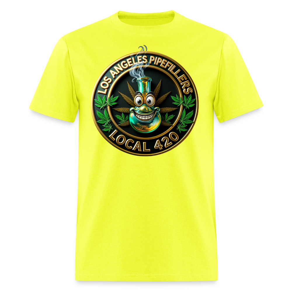 LOS ANGELES PIPEFILLERS LOCAL 420  Men's T-Shirt - safety green
