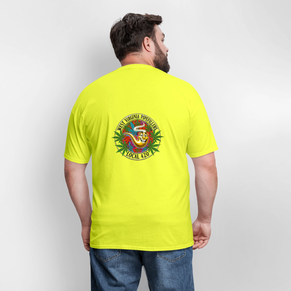 WEST VIRGINIA PIPEFILLERS LOCAL 420 F/B DESIGN Men's T-Shirt - safety green