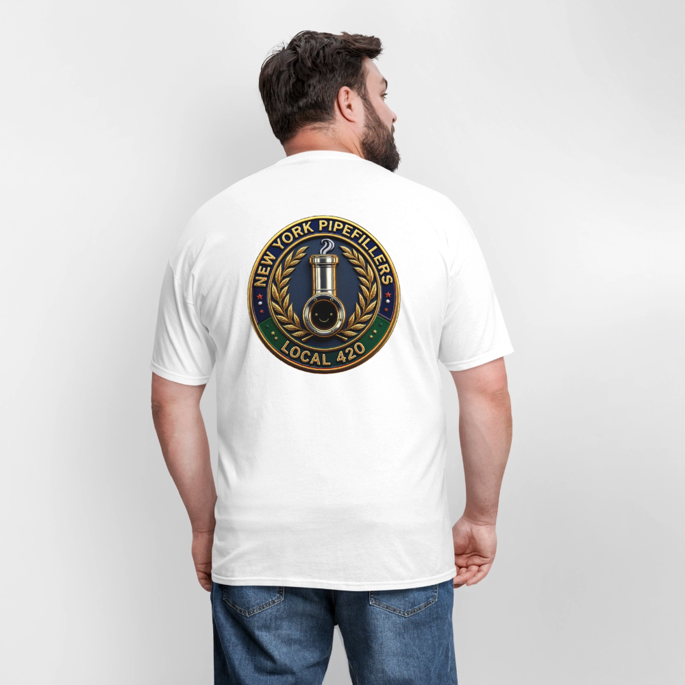 NEW YORK PIPEFILLERS LOCAL 420 F/B DESIGNS Men's T-Shirt - white