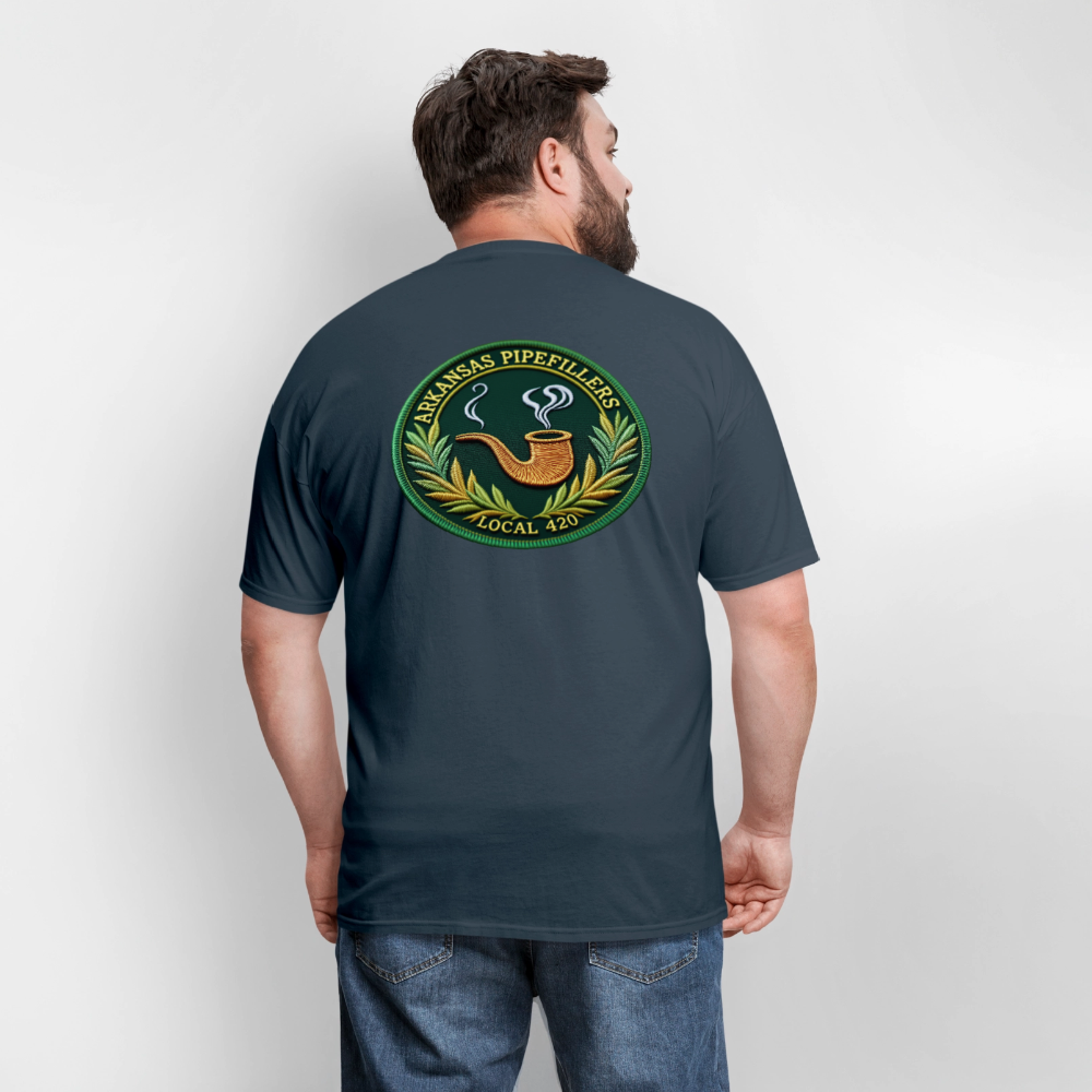 ARKANSAS PIPEFILLERS LOCAL 420 F/B EMBLEMS  Men's T-Shirt -  blue dusk