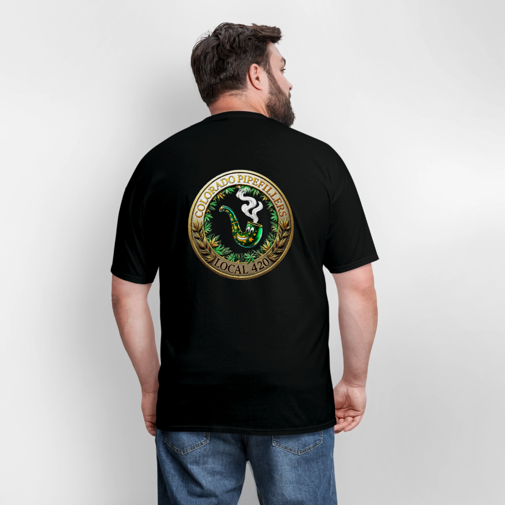 COLORADO PIPEFILLERS LOCAL 420 F/B EMBLEMS Men's T-Shirt - black