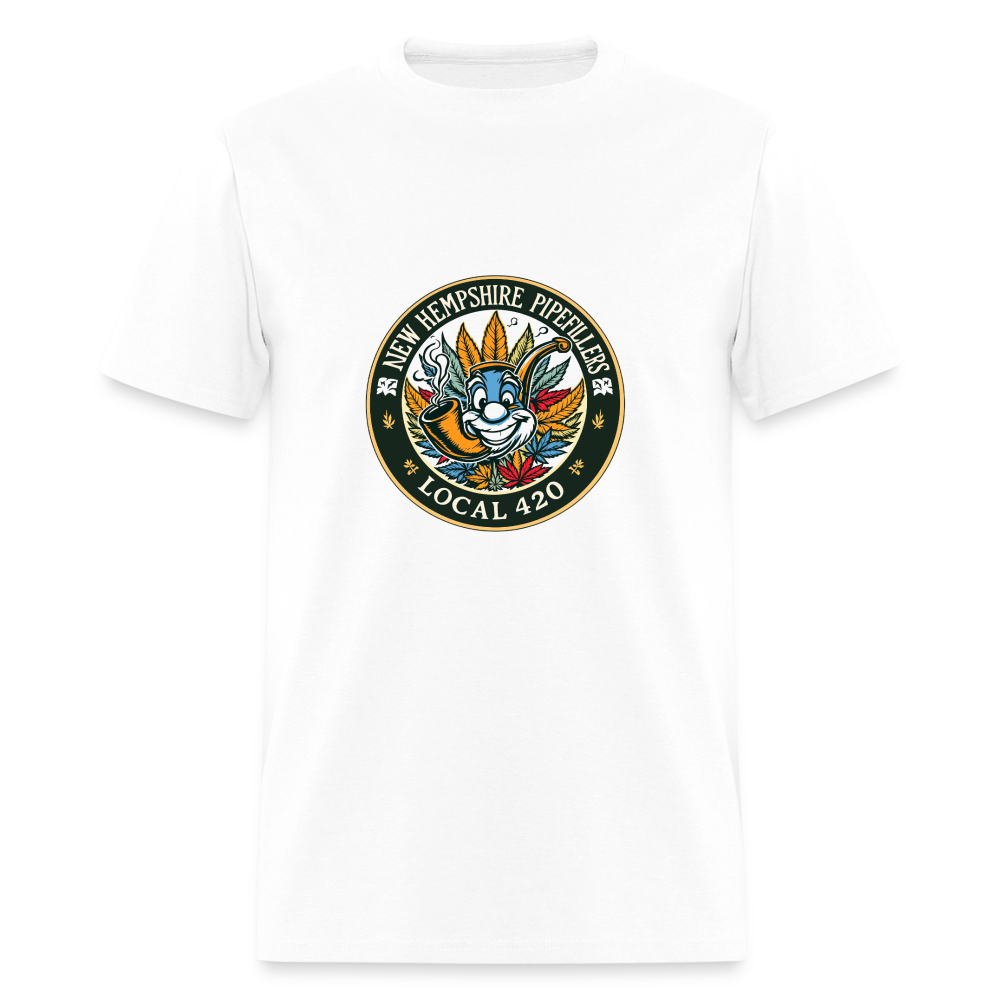 NEW HEMPSHIRE PIPEFILLERS LOCAL 420 2 EMBLEM Men's T-Shirt - white