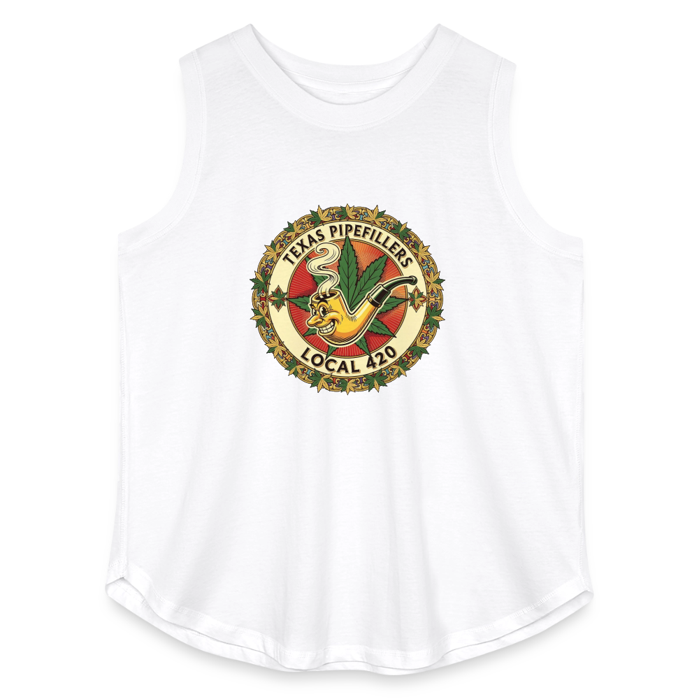 TEXAS PIPEFILLERS LOCAL 420 F/B DESIGN Women's Curvy Relaxed Tank Top - white