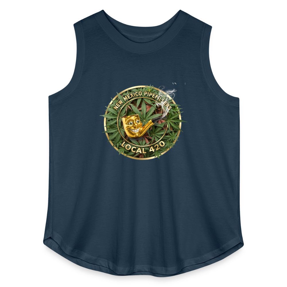 NEW MEXICO PIPEFILLERS LOCAL 420 Women's Curvy Relaxed Tank Top - denim