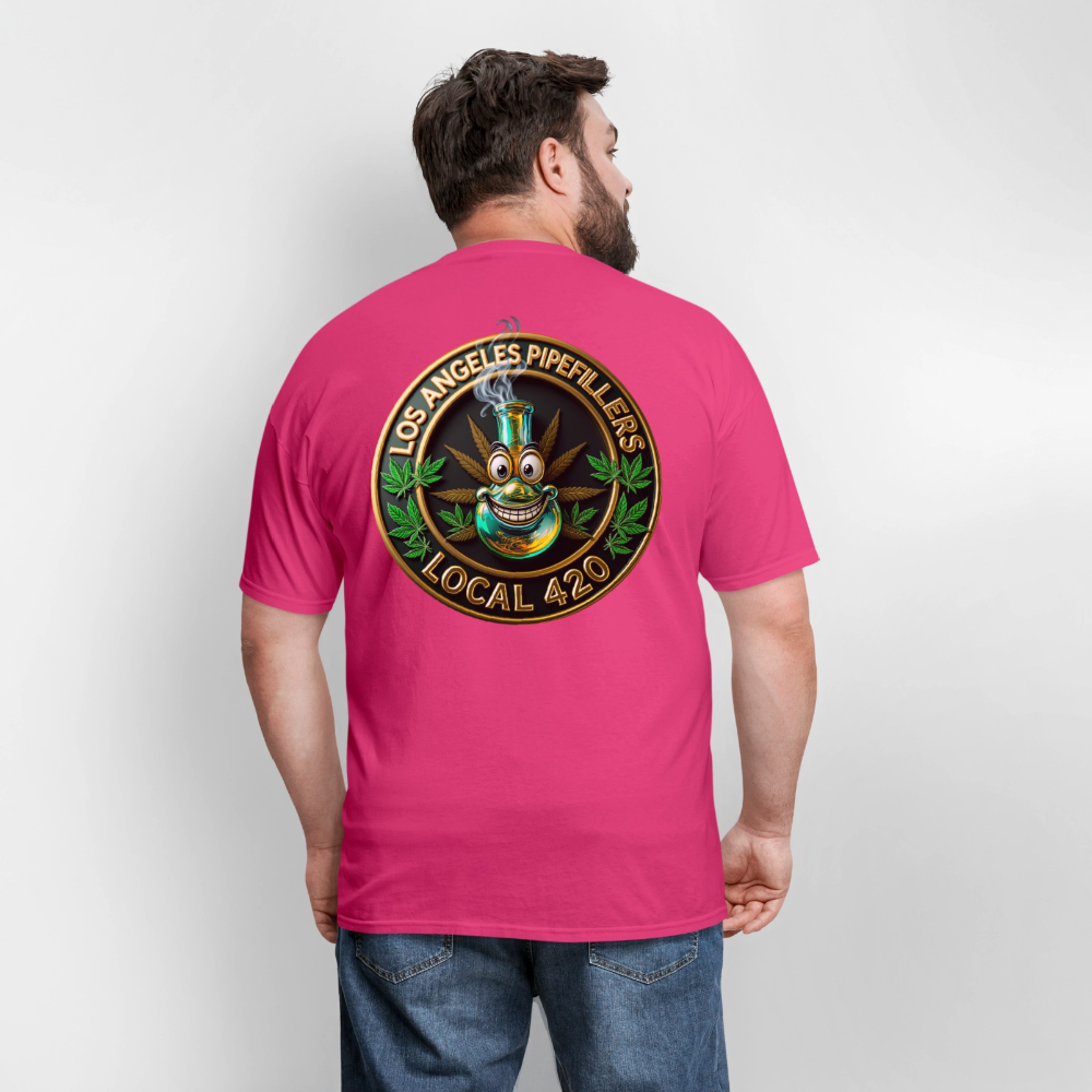 LOS ANGLES PIPEFILLERS LOCAL 420 2 EMBLEM Men's T-Shirt - fuchsia