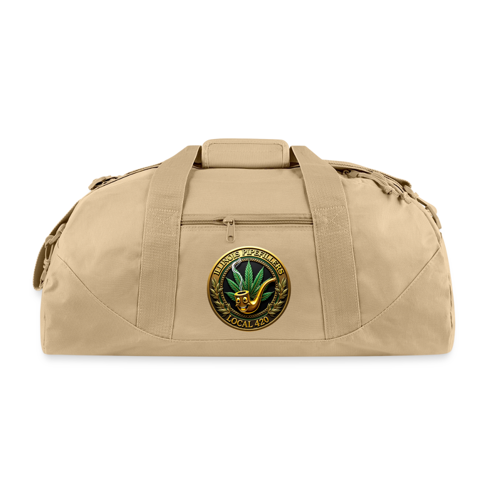 ILLINOIS PIPEFILLERS LOCAL 420 2 EMBLEMS Duffel Bag - beige