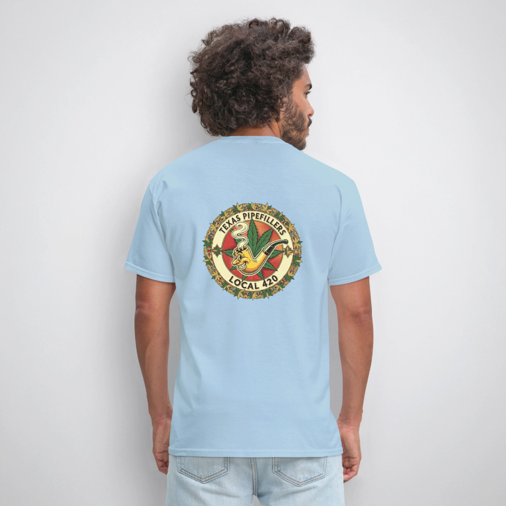 TEXAS PIPEFILLERS LOCAL 420 F/B DESIGN Men's T-Shirt - powder blue