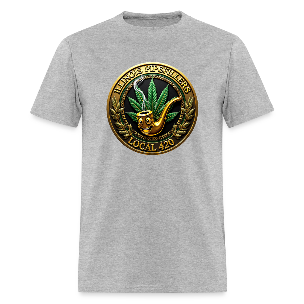 ILLINOIS PIPEFILLERS LOCAL 420 F/B EMBLEMS Men's T-Shirt - heather gray