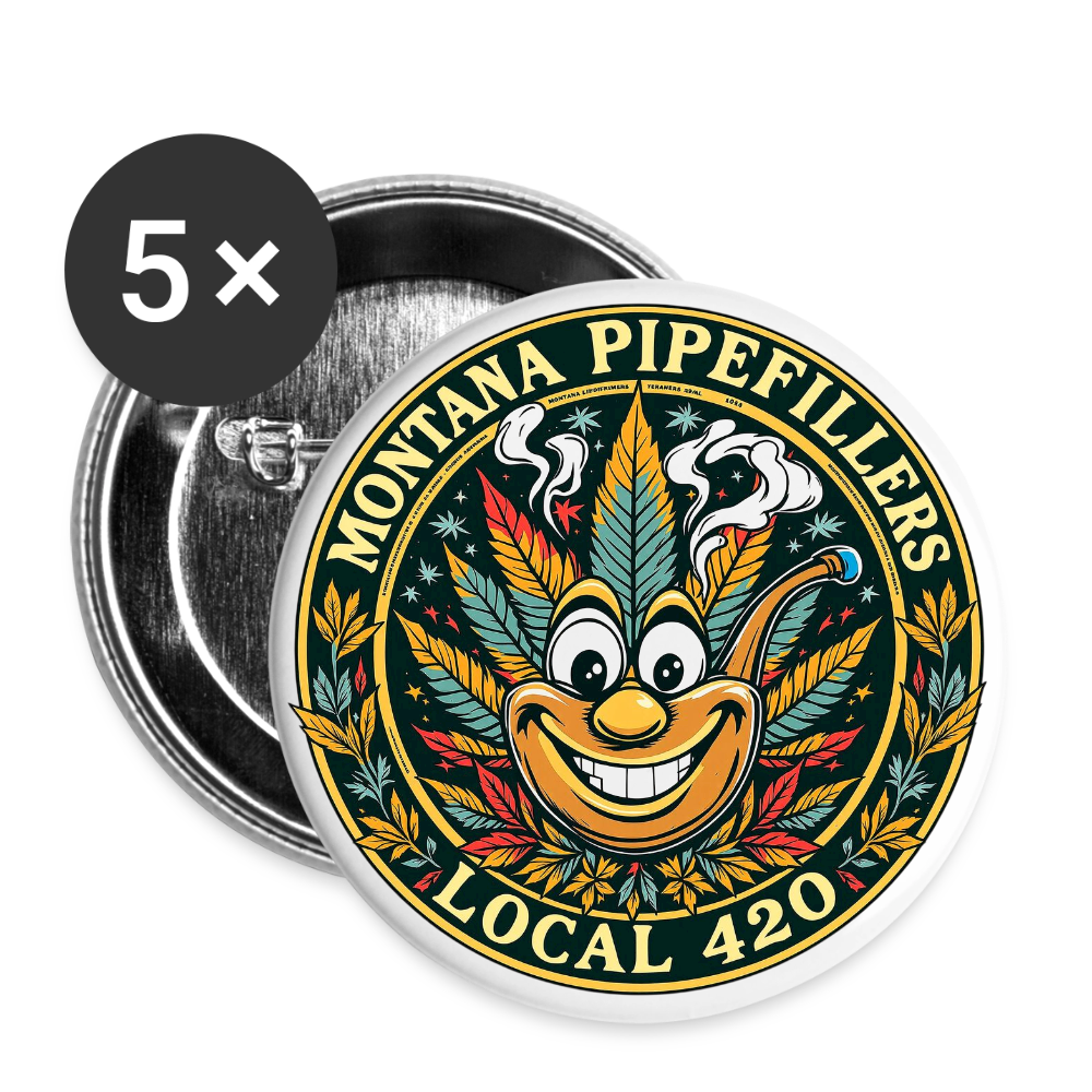 MONTANA PIPEFILLERS LOCAL 420 Union Buttons small 1'' (5-pack) - white