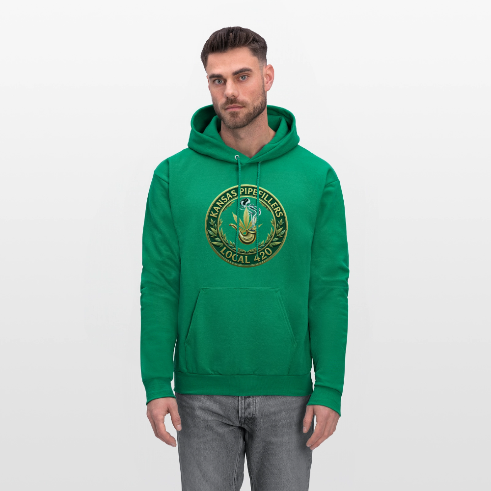 KANSAS PIPEFILLERS LOCAL 420 F/B DESIGNS Men's Hoodie - kelly green