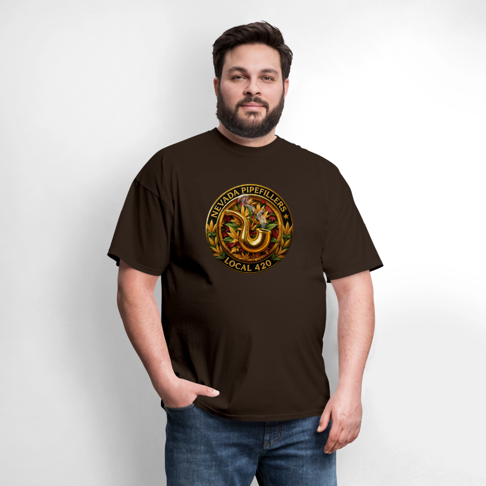 NEVADA PIPEFILLERS LOCAL 420 F/B DESIGN Men's T-Shirt - brown