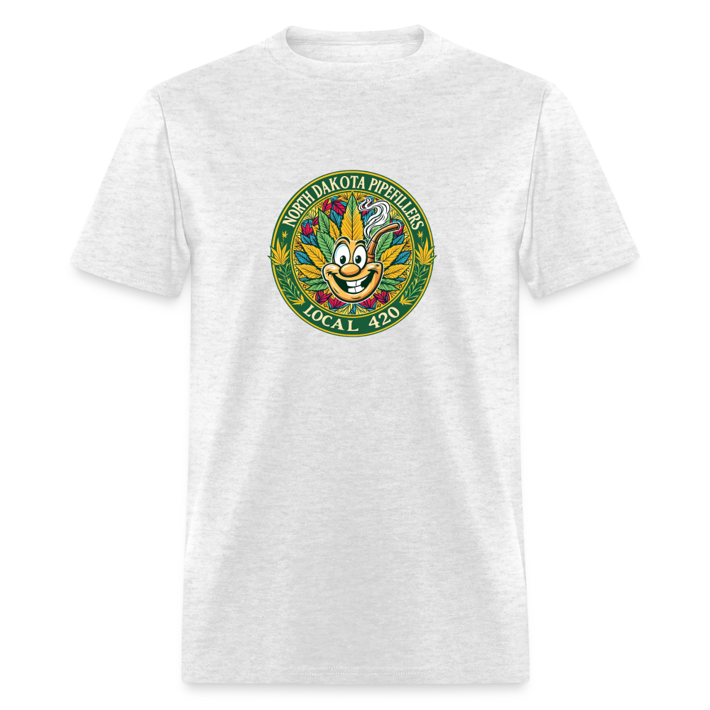 NORTH DAKOTA PIPEFILLERS LOCAL 420 F/B 2 DESIGNS Men's T-Shirt - light heather gray