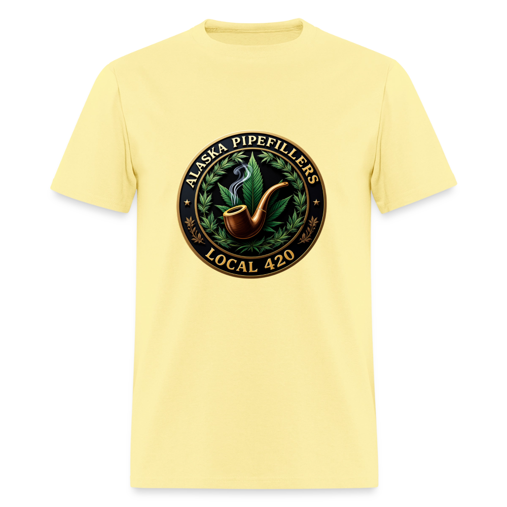 ALASKA PIPEFILLERS LOCAL 420 F/B DESIGN Men's T-Shirt - cornsilk