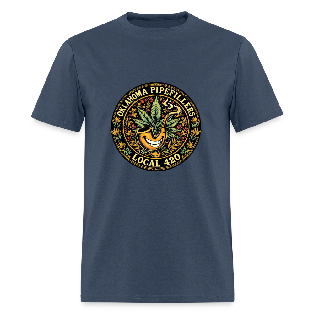 OKLAOMA PIPEFILLERS LOCAL 420  Men's T-Shirt -  blue dusk