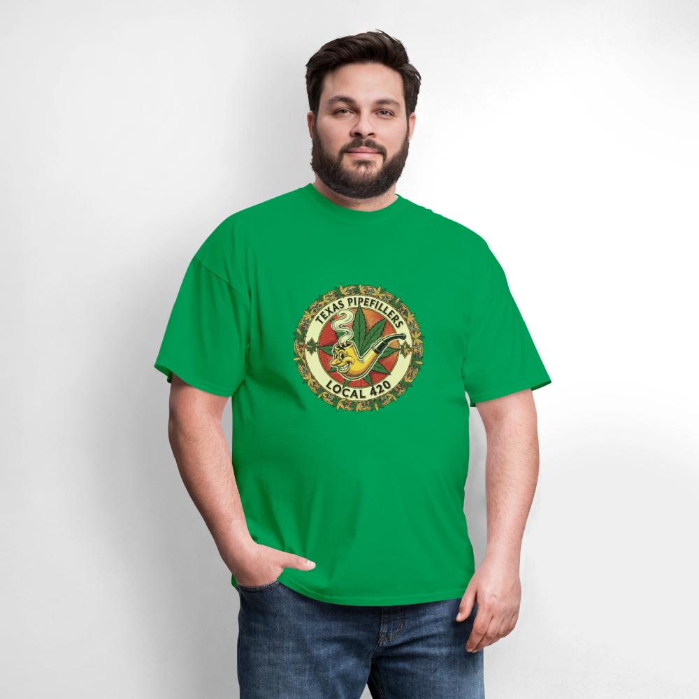 TEXAS PIPEFILLERS LOCAL 420 Men's T-Shirt - bright green