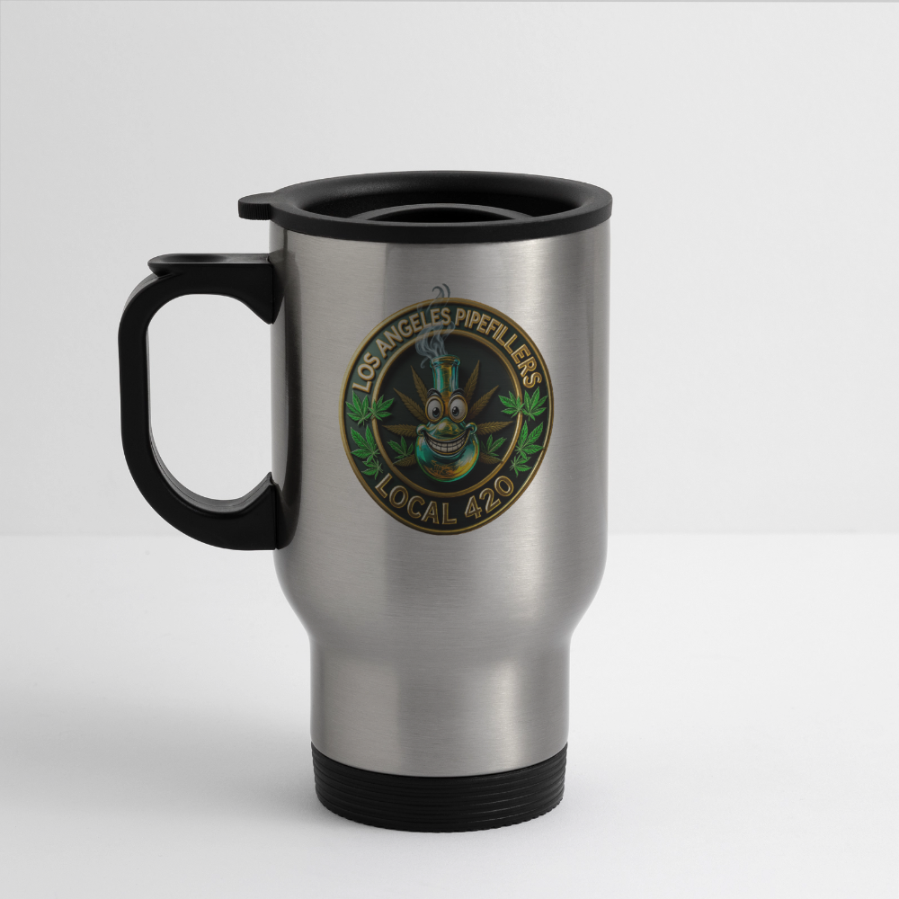 LOS ANGLES PIPEFILLERS LOCAL 420 Stainless Steel 14oz Travel Mug - silver