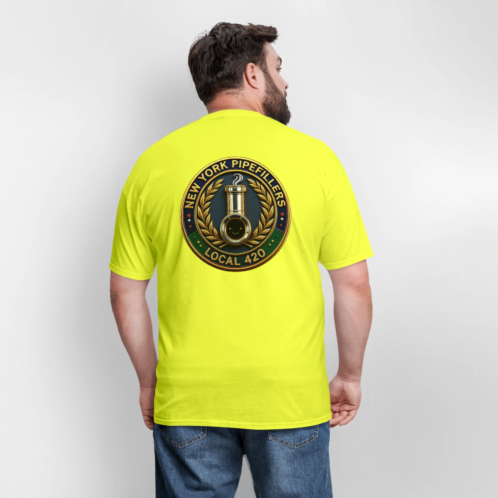 NEW YORK PIPEFILLERS LOCAL 420 F/B DESIGNS Men's T-Shirt - safety green