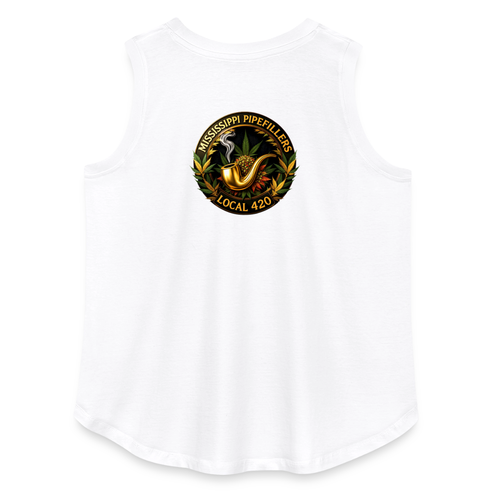 MISSISSIPPI PIPEFILLERS LOCAL 420 Women's Curvy Relaxed Tank Top - white