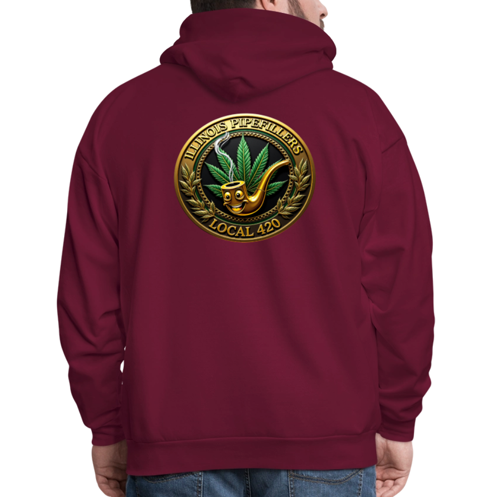 ILLINOIS PIPEFILLERS LOCAL 420 F/B EMBLEMS Men's Hoodie - burgundy